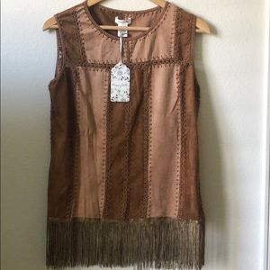 Vest top sleeveless Large Tassel faux light by HB
